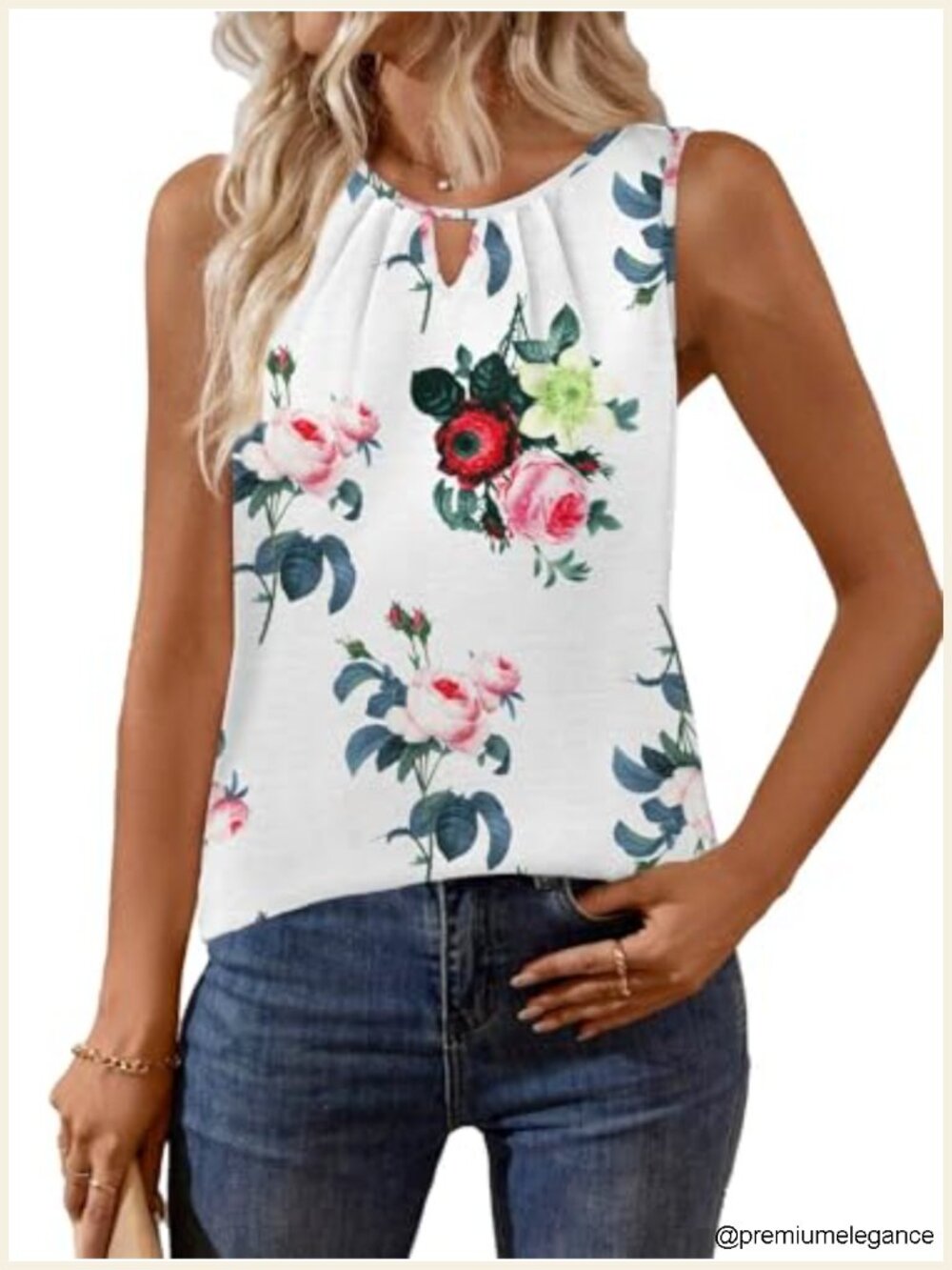 Women's Loose Fit Tank Top Crewneck Sleeveless Business Casual Summer Blouse